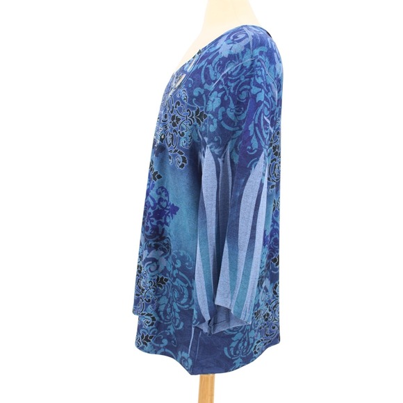 Avenue womens‎ Tunic Top size 18/20 1X Knit Art To Wear Blue Embellished NWT - Picture 3 of 10